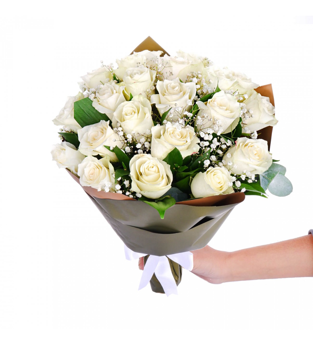 21 Adet Beyaz Gül Buketi