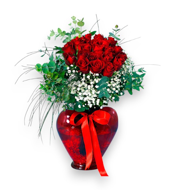 Kalp Saksıda 21 Adet Gül